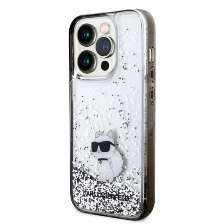 Husa pentru iPhone 14 Pro - Karl Lagerfeld Hardcase Liquid Glitter (KLHCP14LLKCNSK) - Choupette