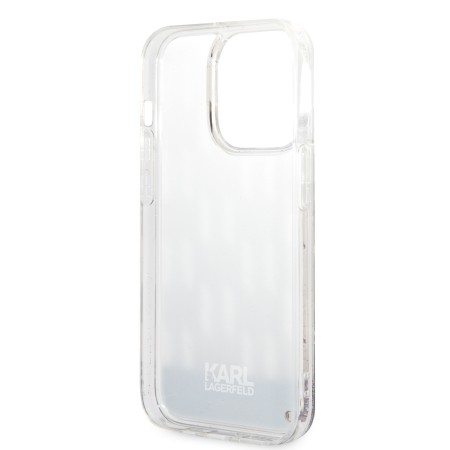 Husa pentru iPhone 14 Pro - Karl Lagerfeld Hardcase Liquid Glitter (KLHCP14LLMNMS) - Silver Monogram