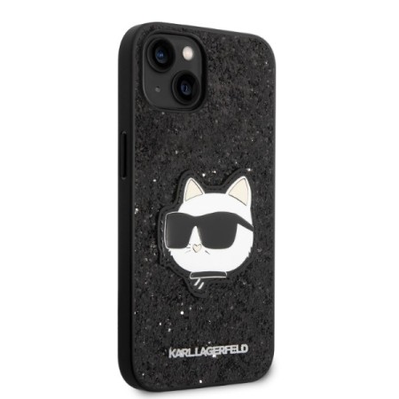 Husa pentru iPhone 15 Plus / iPhone 14 Plus - Karl Lagerfeld Hardcase Glitter (KLHCP14MG2CPK) - Choupette Patch