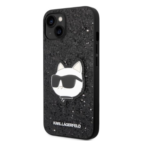 Husa pentru iPhone 15 Plus / iPhone 14 Plus - Karl Lagerfeld Hardcase Glitter (KLHCP14MG2CPK) - Choupette Patch