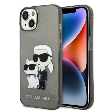 Husa pentru iPhone 15 Plus / iPhone 14 Plus - Karl Lagerfeld Hardcase Glitter (KLHCP14MHNKCTGK) - KarlandChoupette