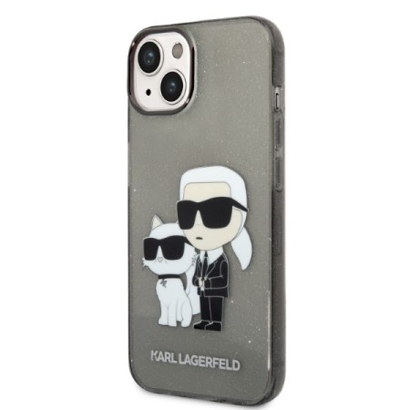 Husa pentru iPhone 15 Plus / iPhone 14 Plus - Karl Lagerfeld Hardcase Glitter (KLHCP14MHNKCTGK) - KarlandChoupette