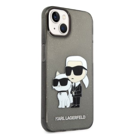 Husa pentru iPhone 15 Plus / iPhone 14 Plus - Karl Lagerfeld Hardcase Glitter (KLHCP14MHNKCTGK) - KarlandChoupette