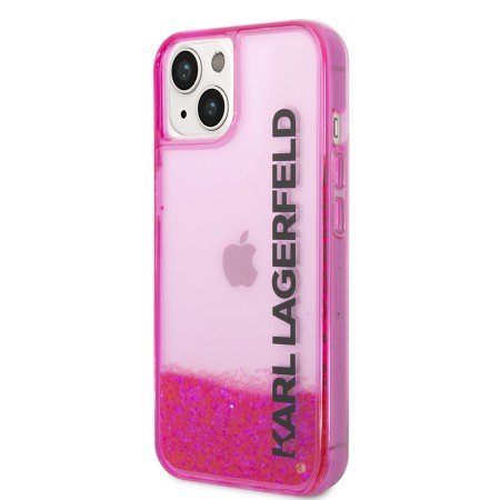 Husa pentru iPhone 15 Plus / iPhone 14 Plus - Karl Lagerfeld Hardcase Liquid Glitter (KLHCP14MLCKVF) - Pink Elong