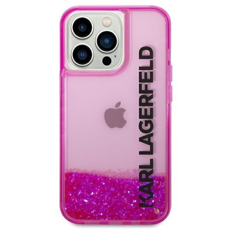 Husa pentru iPhone 14 Pro Max - Karl Lagerfeld Hardcase Liquid Glitter (KLHCP14XLCKVF) - Pink Elong