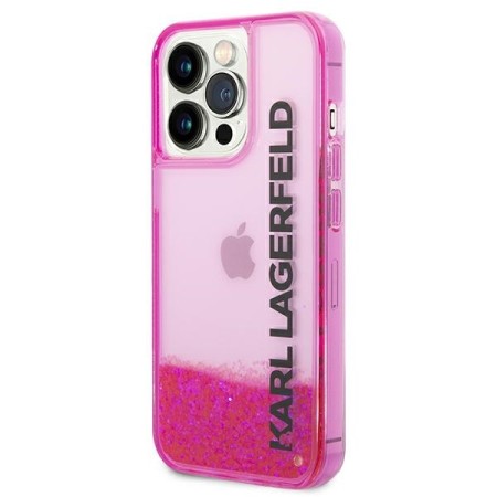 Husa pentru iPhone 14 Pro Max - Karl Lagerfeld Hardcase Liquid Glitter (KLHCP14XLCKVF) - Pink Elong