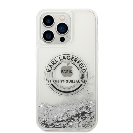 Husa pentru iPhone 14 Pro Max - Karl Lagerfeld Hardcase Liquid Glitter (KLHCP14XLCRSGRS) - Silver RSG