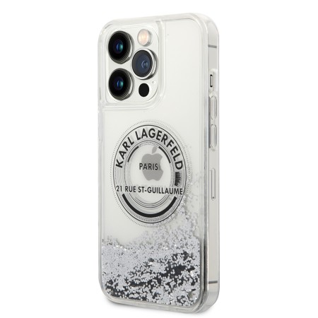 Husa pentru iPhone 14 Pro Max - Karl Lagerfeld Hardcase Liquid Glitter (KLHCP14XLCRSGRS) - Silver RSG