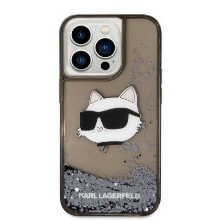 Husa pentru iPhone 14 Pro Max - Karl Lagerfeld Hardcase Glitter (KLHCP14XLNCHCK) - Choupette Head