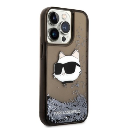 Husa pentru iPhone 14 Pro Max - Karl Lagerfeld Hardcase Glitter (KLHCP14XLNCHCK) - Choupette Head