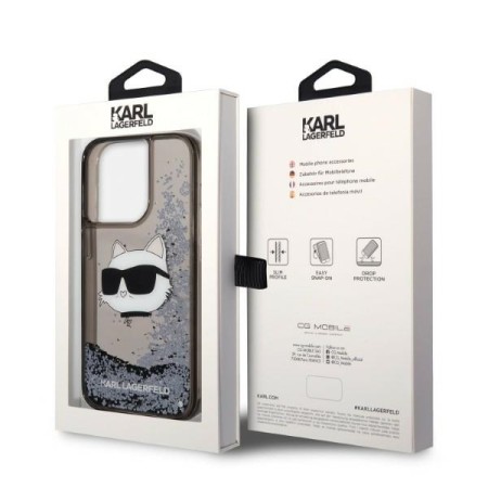 Husa pentru iPhone 14 Pro Max - Karl Lagerfeld Hardcase Glitter (KLHCP14XLNCHCK) - Choupette Head