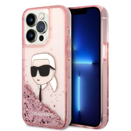 Husa pentru iPhone 14 Pro Max - Karl Lagerfeld Hardcase Glitter (KLHCP14XLNKHCP) - Pink Karl Head