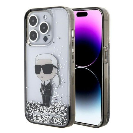 Husa pentru iPhone 15 Pro - Karl Lagerfeld Hardcase Liquid Glitter (KLHCP15LLKKNSK) - Transparent Ikonik