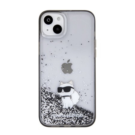 Husa pentru iPhone 15 Plus / iPhone 14 Plus - Karl Lagerfeld Hardcase Liquid Glitter (KLHCP15MLKCNSK) - Transparent Choupette