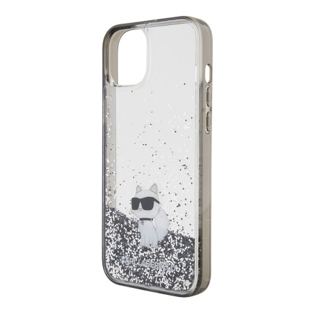 Husa pentru iPhone 15 Plus / iPhone 14 Plus - Karl Lagerfeld Hardcase Liquid Glitter (KLHCP15MLKCNSK) - Transparent Choupette