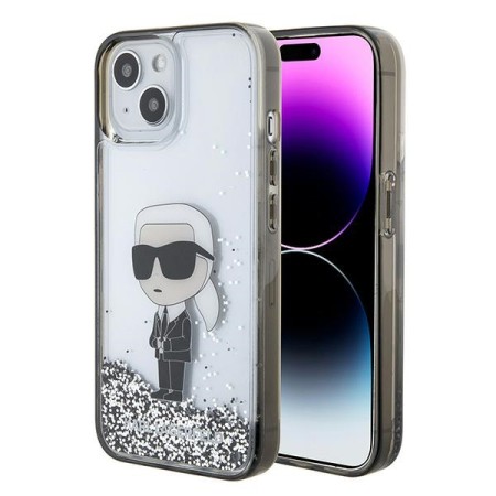 Husa pentru iPhone 15 / iPhone 14 / iPhone 13 - Karl Lagerfeld Hardcase Liquid Glitter (KLHCP15SLKKNSK) - Transparent Ikonik