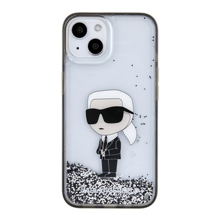 Husa pentru iPhone 15 / iPhone 14 / iPhone 13 - Karl Lagerfeld Hardcase Liquid Glitter (KLHCP15SLKKNSK) - Transparent Ikonik