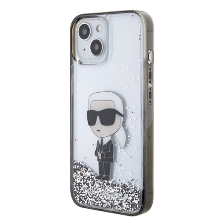 Husa pentru iPhone 15 / iPhone 14 / iPhone 13 - Karl Lagerfeld Hardcase Liquid Glitter (KLHCP15SLKKNSK) - Transparent Ikonik