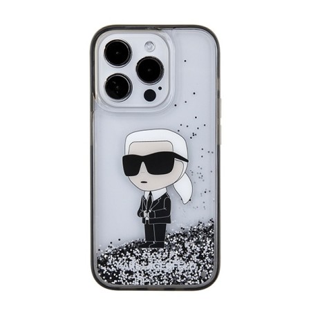 Husa pentru iPhone 15 Pro Max - Karl Lagerfeld Hardcase Liquid Glitter (KLHCP15XLKKNSK) - Transparent Ikonik