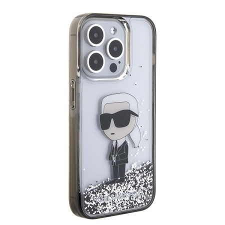 Husa pentru iPhone 15 Pro Max - Karl Lagerfeld Hardcase Liquid Glitter (KLHCP15XLKKNSK) - Transparent Ikonik