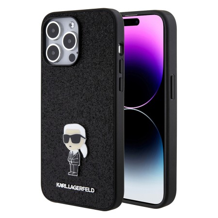 Husa pentru iPhone 15 Pro Max - Karl Lagerfeld Hardcase Glitter Fixed (KLHCP15XGKNPSK) - Ikonik Logo