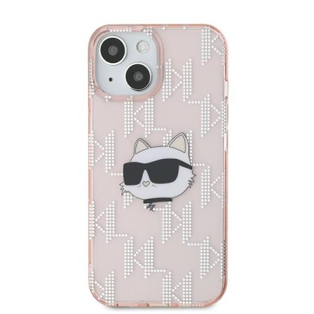 Husa pentru iPhone 15 / iPhone 14 / iPhone 13 - Karl Lagerfeld IML Luxury (KLHCP14SHKLPCHP) - Pink Choupette HeadandMonogram