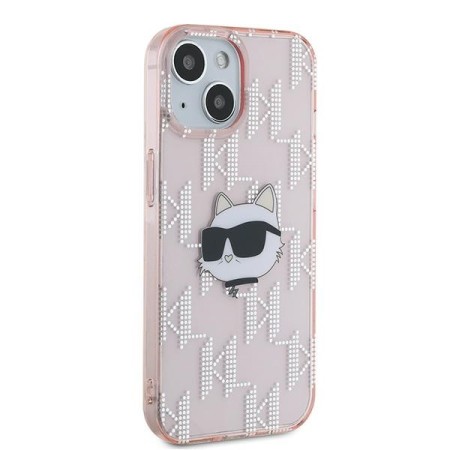 Husa pentru iPhone 15 / iPhone 14 / iPhone 13 - Karl Lagerfeld IML Luxury (KLHCP14SHKLPCHP) - Pink Choupette HeadandMonogram