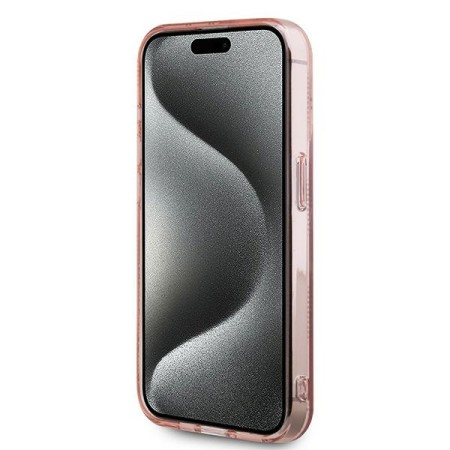 Husa pentru iPhone 15 Pro - Karl Lagerfeld IML Luxury (KLHCP15LHKLPCHP) - Pink Choupette HeadandMonogram