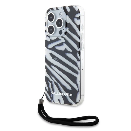 Husa pentru iPhone 15 Pro - Karl Lagerfeld IML Luxury (KLHCP15LHZBPKCCK) - Zebra PatternandCord