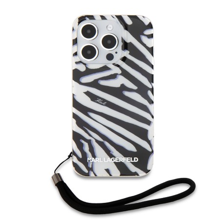 Husa pentru iPhone 15 Pro - Karl Lagerfeld IML Luxury (KLHCP15LHZBPKCCK) - Zebra PatternandCord