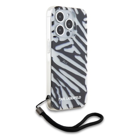 Husa pentru iPhone 15 Pro - Karl Lagerfeld IML Luxury (KLHCP15LHZBPKCCK) - Zebra PatternandCord