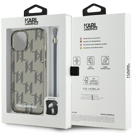 Husa pentru iPhone 15 / iPhone 14 / iPhone 13 - Karl Lagerfeld IML Luxury (KLHCP15SHKDPNSK) - Mono KL PatternandCord