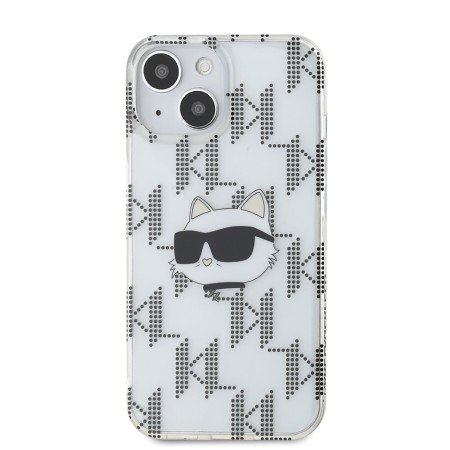 Husa pentru iPhone 15 / iPhone 14 / iPhone 13 - Karl Lagerfeld IML Luxury (KLHCP15SHKLPCHT) - Transparent Choupette HeadandMonogram