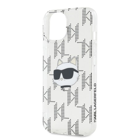 Husa pentru iPhone 15 / iPhone 14 / iPhone 13 - Karl Lagerfeld IML Luxury (KLHCP15SHKLPCHT) - Transparent Choupette HeadandMonogram