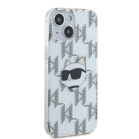 Husa pentru iPhone 15 / iPhone 14 / iPhone 13 - Karl Lagerfeld IML Luxury (KLHCP15SHKLPCHT) - Transparent Choupette HeadandMonogram