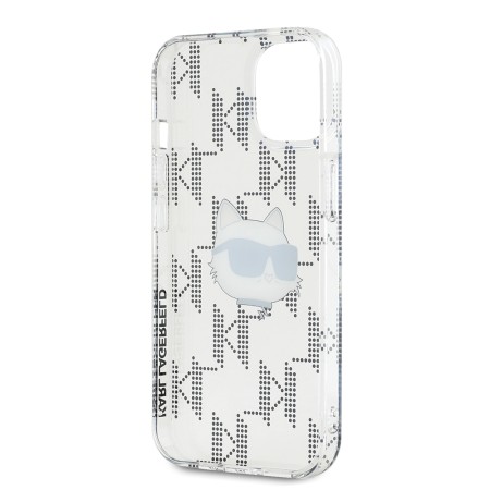 Husa pentru iPhone 15 / iPhone 14 / iPhone 13 - Karl Lagerfeld IML Luxury (KLHCP15SHKLPCHT) - Transparent Choupette HeadandMonogram