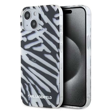 Husa pentru iPhone 15 / iPhone 14 / iPhone 13 - Karl Lagerfeld IML Luxury (KLHCP15SHZBPKCCK) - Zebra PatternandCord