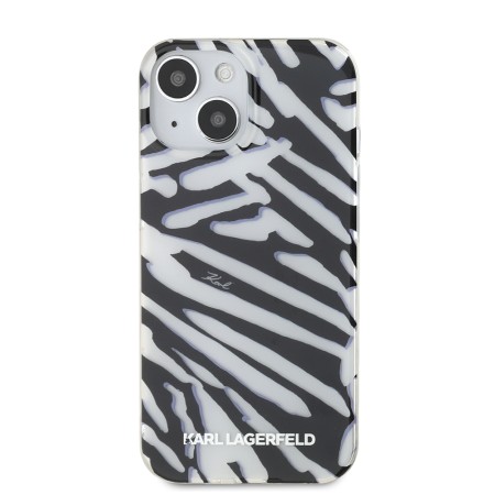 Husa pentru iPhone 15 / iPhone 14 / iPhone 13 - Karl Lagerfeld IML Luxury (KLHCP15SHZBPKCCK) - Zebra PatternandCord