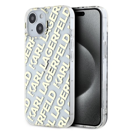 Husa pentru iPhone 15 / iPhone 14 / iPhone 13 - Karl Lagerfeld IML Luxury (KLHCP15SHKFOEMD) - Gold Fullover Logo