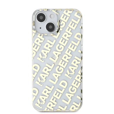 Husa pentru iPhone 15 / iPhone 14 / iPhone 13 - Karl Lagerfeld IML Luxury (KLHCP15SHKFOEMD) - Gold Fullover Logo