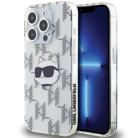 Husa pentru iPhone 15 Pro Max - Karl Lagerfeld IML Luxury (KLHCP15XHKLPCHT) - Transparent Choupette HeadandMonogram