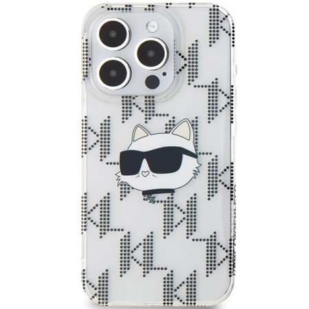 Husa pentru iPhone 15 Pro Max - Karl Lagerfeld IML Luxury (KLHCP15XHKLPCHT) - Transparent Choupette HeadandMonogram