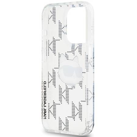 Husa pentru iPhone 15 Pro Max - Karl Lagerfeld IML Luxury (KLHCP15XHKLPCHT) - Transparent Choupette HeadandMonogram