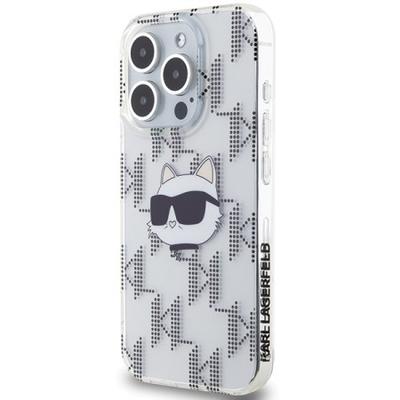 Husa pentru iPhone 15 Pro Max - Karl Lagerfeld IML Luxury (KLHCP15XHKLPCHT) - Transparent Choupette HeadandMonogram