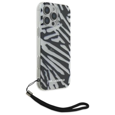 Husa pentru iPhone 16 Pro - Karl Lagerfeld IML Luxury (KLHCP16LHZBPKCCK) - Zebra PatternandCord