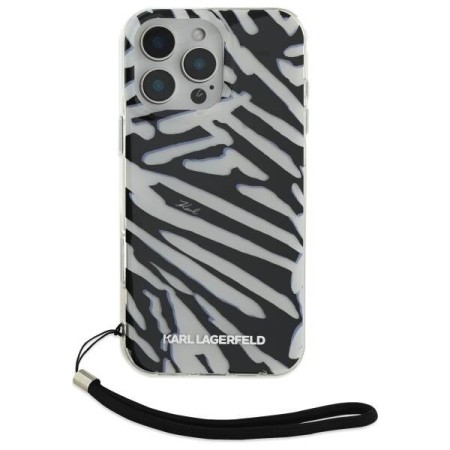 Husa pentru iPhone 16 Pro - Karl Lagerfeld IML Luxury (KLHCP16LHZBPKCCK) - Zebra PatternandCord