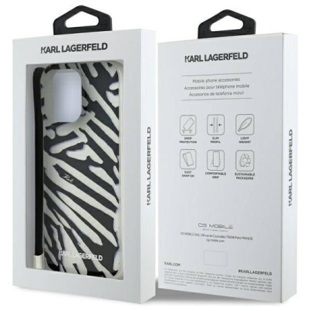 Husa pentru iPhone 16 Pro - Karl Lagerfeld IML Luxury (KLHCP16LHZBPKCCK) - Zebra PatternandCord