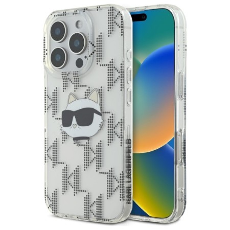 Husa pentru iPhone 16 Pro - Karl Lagerfeld IML Luxury Electroplated (KLHCP16LHKLPCHT) - Transparent Choupette Head