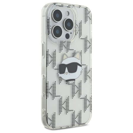 Husa pentru iPhone 16 Pro - Karl Lagerfeld IML Luxury Electroplated (KLHCP16LHKLPCHT) - Transparent Choupette Head