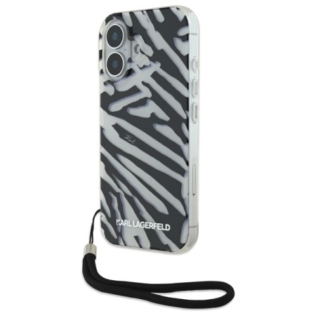 Husa pentru iPhone 16 - Karl Lagerfeld IML Luxury (KLHCP16SHZBPKCCK) - Zebra PatternandCord